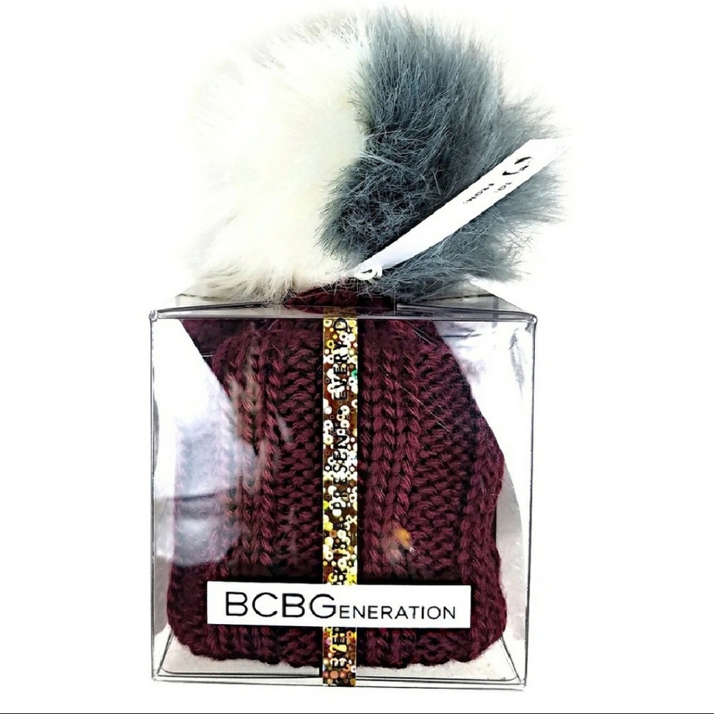 ❄3/$20 BCBGeneration Faux Fur Pom Pom Beanie - Picture 2 of 4